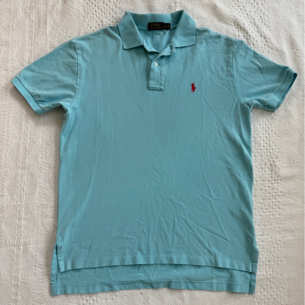 Polo Ralph Lauren Shirt Mens Medium M Light Blue Classic Preppy Polo Pony Cotton